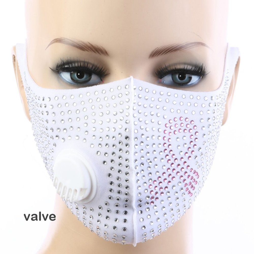 PINK RIBBON RHINESTONE FACE MASK